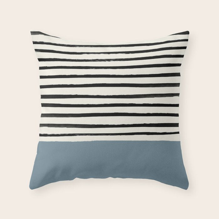 Dusty Blue x Stripes Throw Pillow Gallery Image 6
