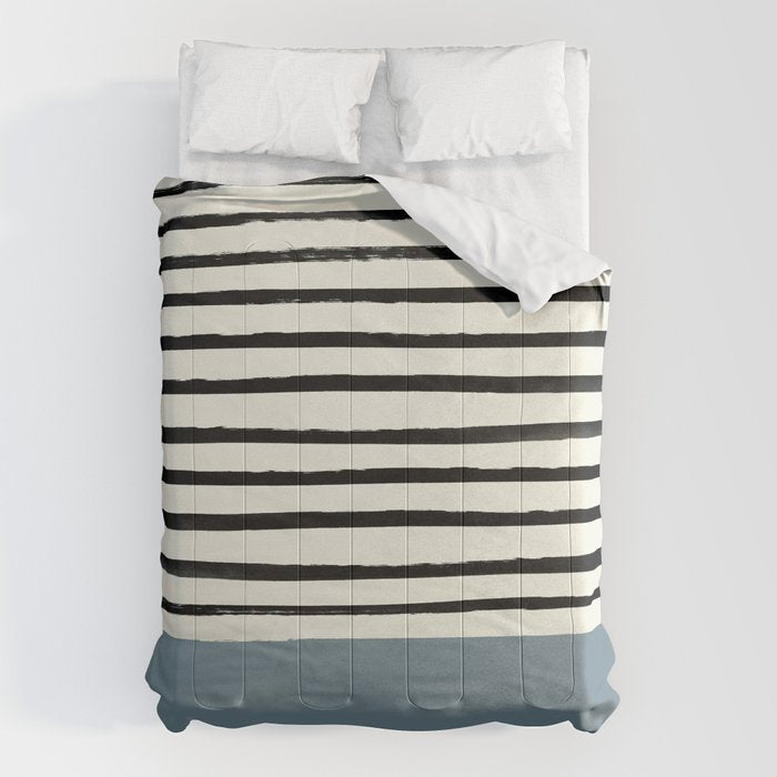Dusty Blue x Stripes Comforter Gallery Image 1