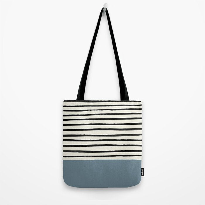 Dusty Blue x Stripes Tote Bag Gallery Image 2