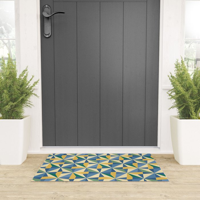 Kaleidoscope Tile Pattern XV Bold Colorful Summer Welcome Mat Gallery Image 3