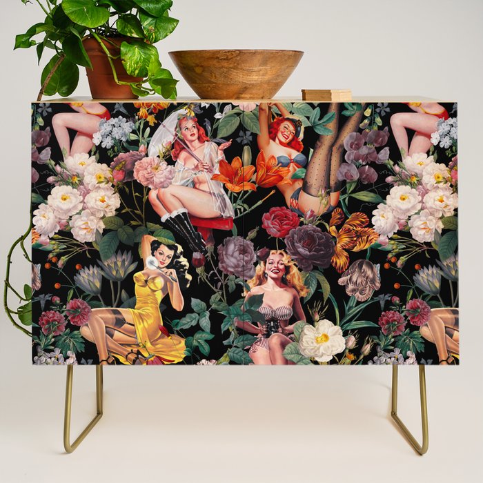 Floral and Pin-Up Girls III - Night Credenza Gallery Image 1