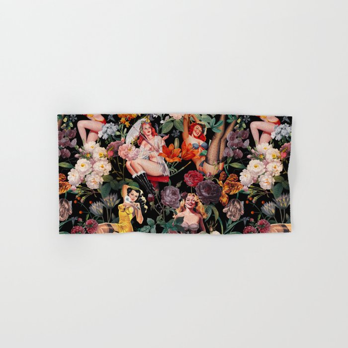 Floral and Pin-Up Girls III - Night Bath Towel Gallery Image 1