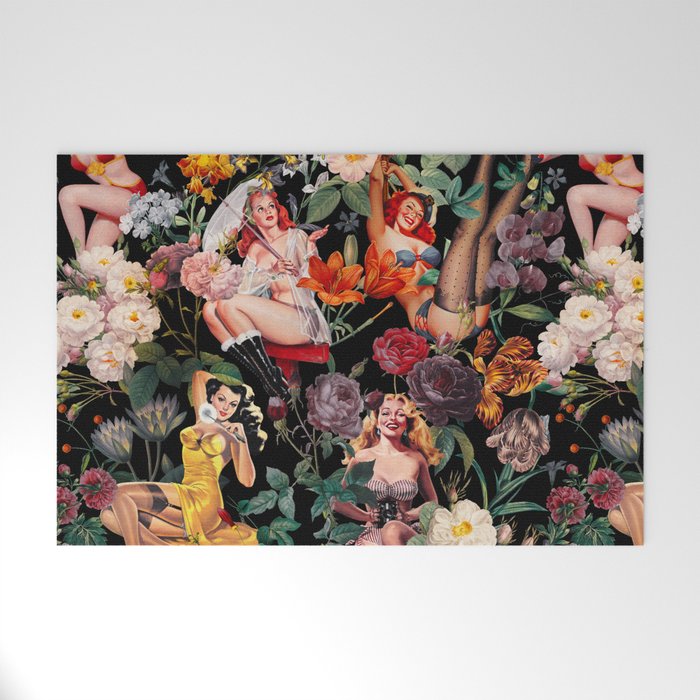 Floral and Pin-Up Girls III - Night Welcome Mat Gallery Image 1