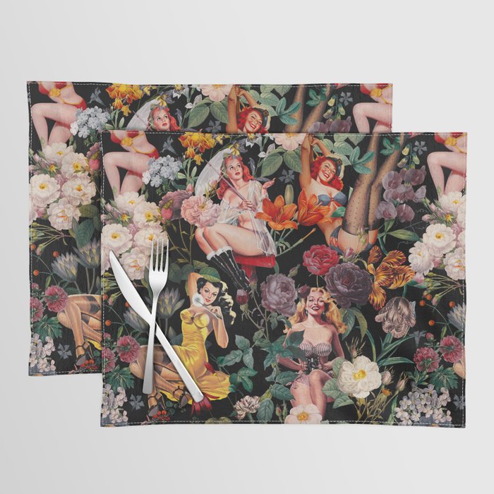 Floral and Pin-Up Girls III - Night Placemat Gallery Image 1