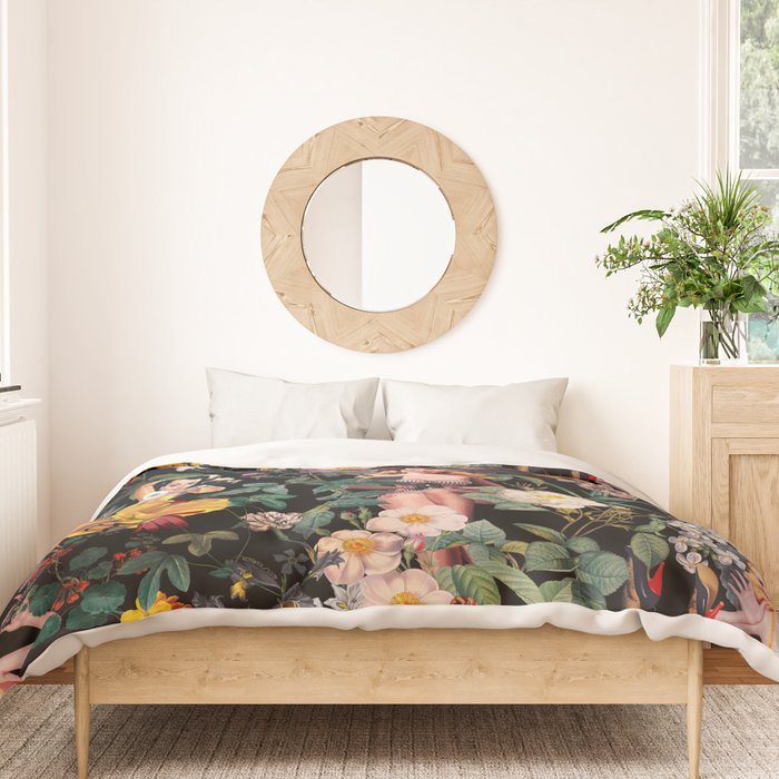 Floral and Pin-Up Girls III - Night Duvet Cover Gallery Image 3