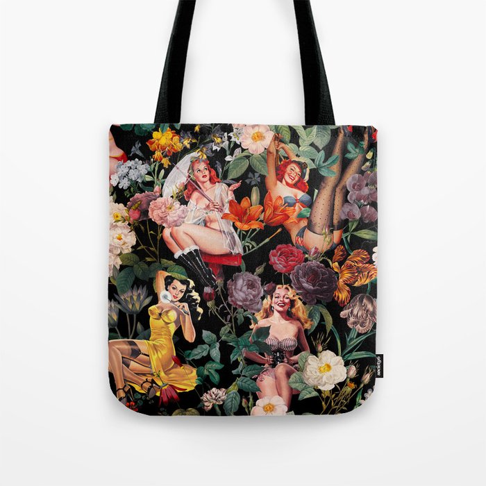Floral and Pin-Up Girls III - Night Tote Bag Gallery Image 1
