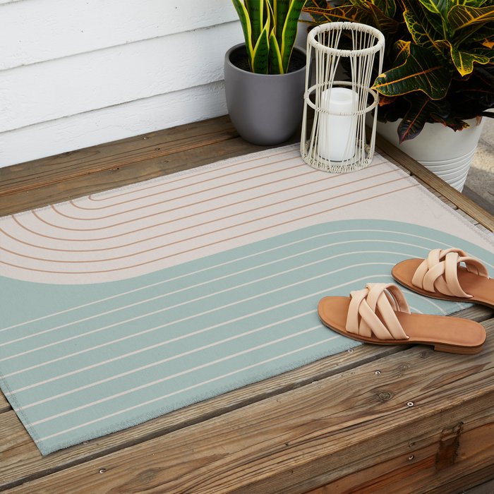 Two Tone Line Curvature XL Outdoor Rug Gallery Image 2