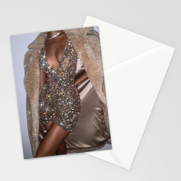 CELEBRATING MOOD | glitter | glamour | shiny | fashion | dress | gorgeous | style | chic | elegant  Stationery Card Gallery Image 2