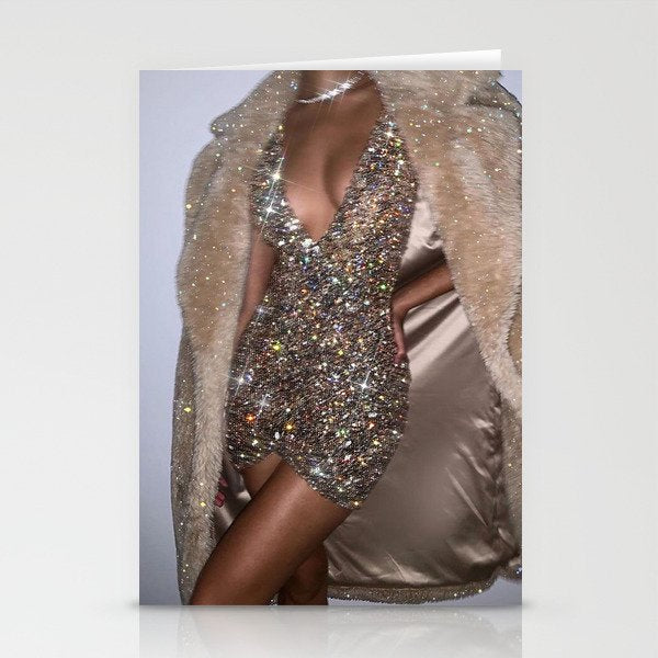 CELEBRATING MOOD | glitter | glamour | shiny | fashion | dress | gorgeous | style | chic | elegant  Stationery Card Gallery Image 2