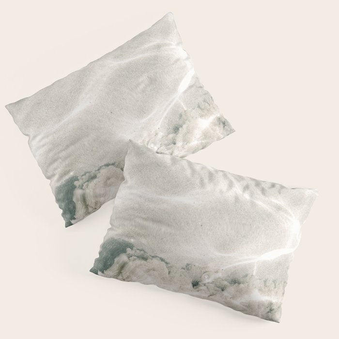 Clear water | beach fine art photography | sea wave and sand Pillow Sham Gallery Image 3
