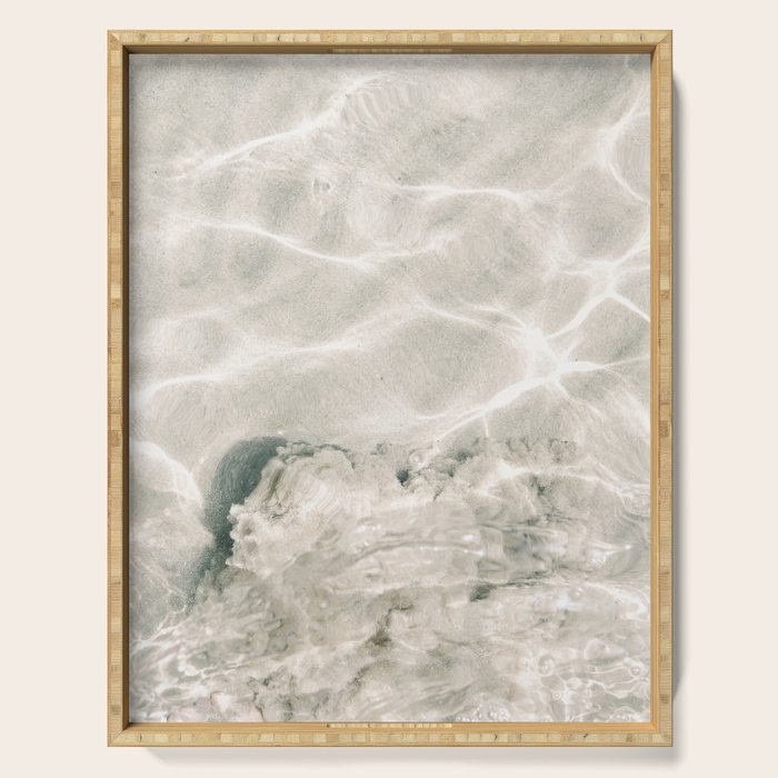 Clear water | beach fine art photography | sea wave and sand Serving Tray Gallery Image 1