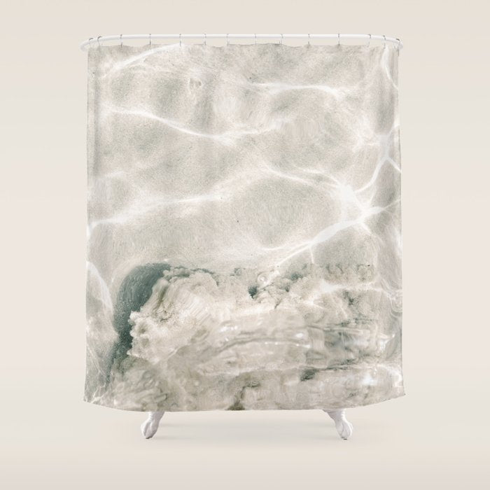 Clear water | beach fine art photography | sea wave and sand Shower Curtain Gallery Image 1