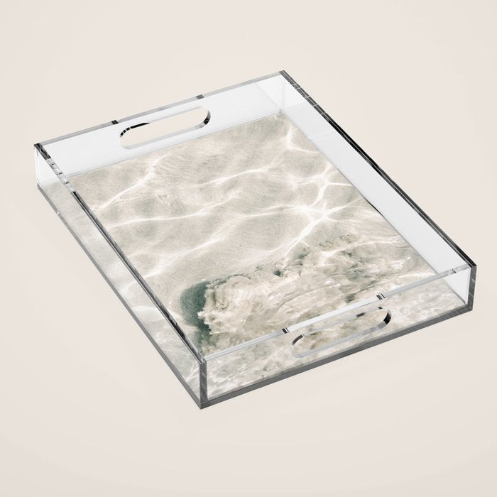 Clear water | beach fine art photography | sea wave and sand Acrylic Tray Gallery Image 1