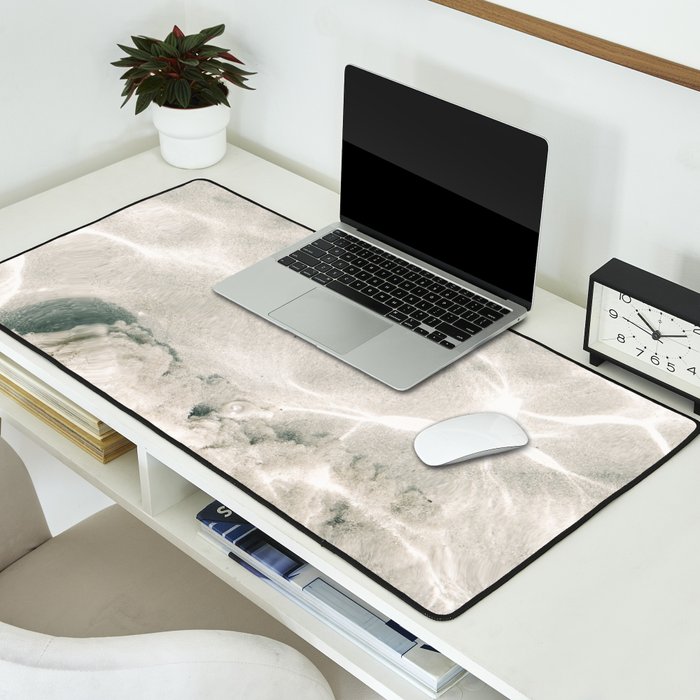 Clear water | beach fine art photography | sea wave and sand Desk Mat Gallery Image 2