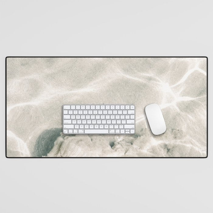 Clear water | beach fine art photography | sea wave and sand Desk Mat Gallery Image 1