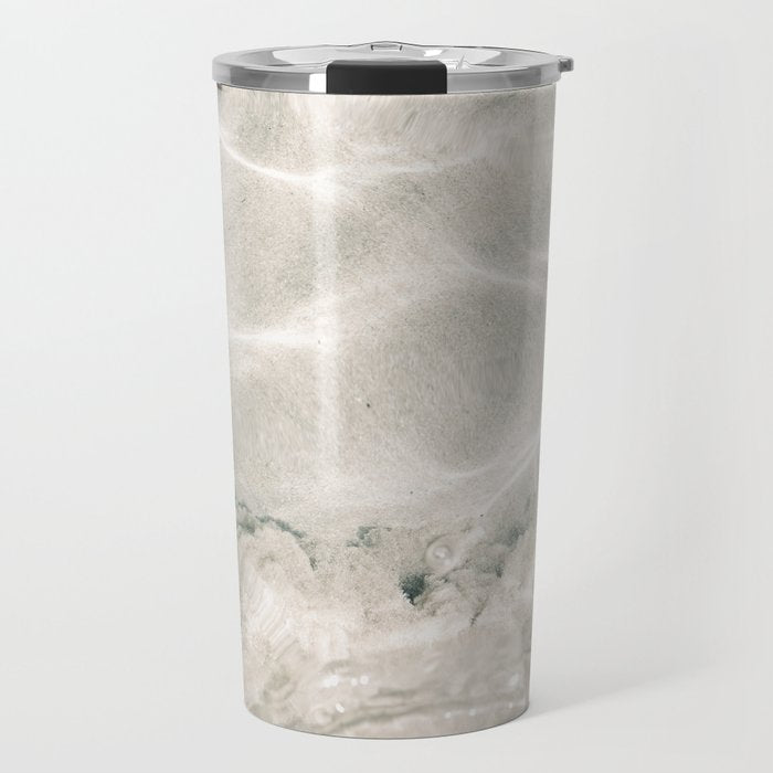 Clear water | beach fine art photography | sea wave and sand Travel Mug Gallery Image 1
