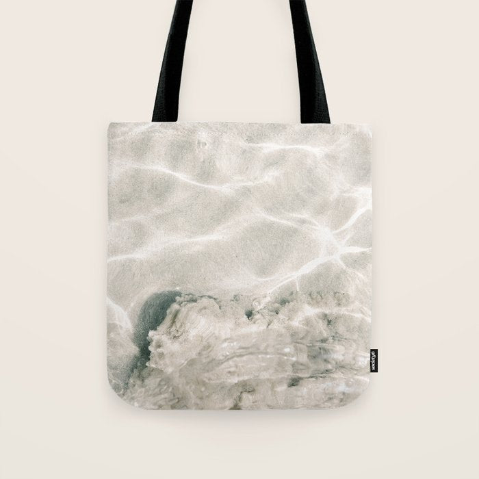 Clear water | beach fine art photography | sea wave and sand Tote Bag Gallery Image 1