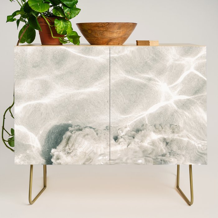 Clear water | beach fine art photography | sea wave and sand Credenza Gallery Image 1