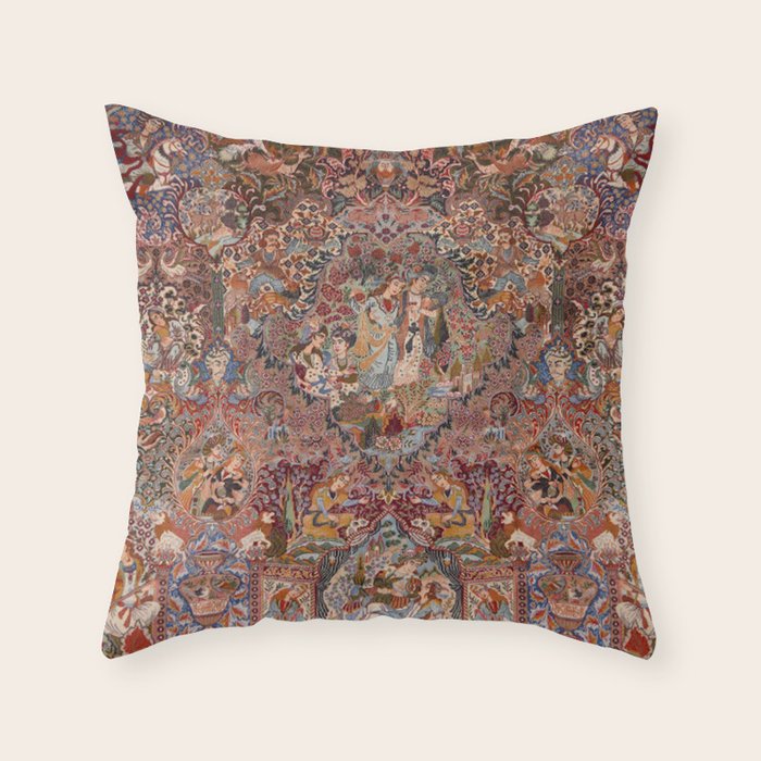 Romantic Antique Kashmar Persian Throw Pillow Gallery Image 6