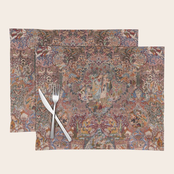 Romantic Antique Kashmar Persian Placemat Gallery Image 1