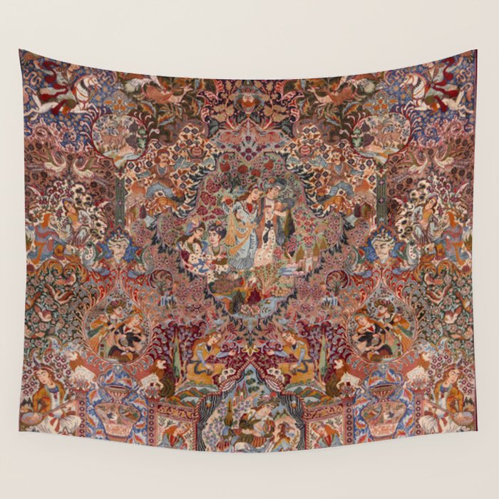 Romantic Antique Kashmar Persian Wall Tapestry Gallery Image 4