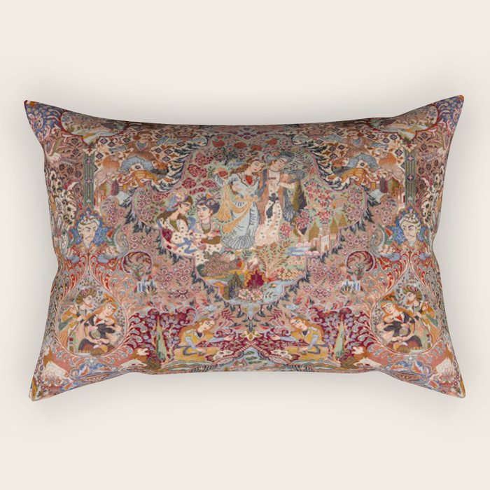 Romantic Antique Kashmar Persian Rectangular Pillow Gallery Image 2