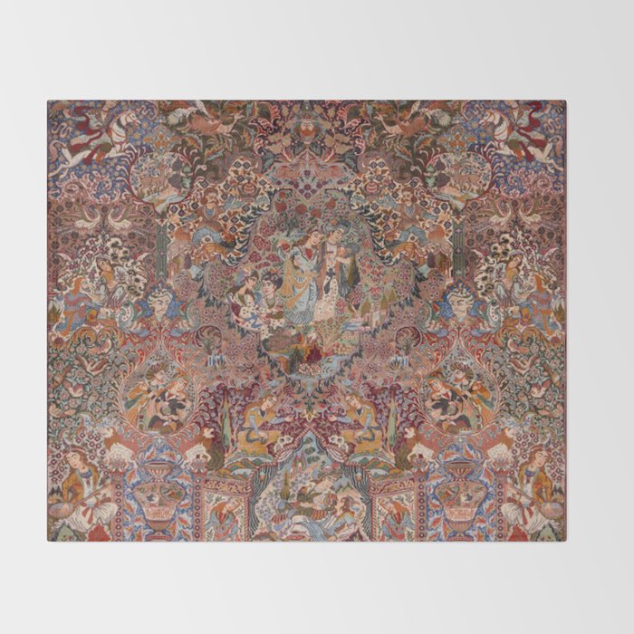 Romantic Antique Kashmar Persian Throw Blanket Gallery Image 2