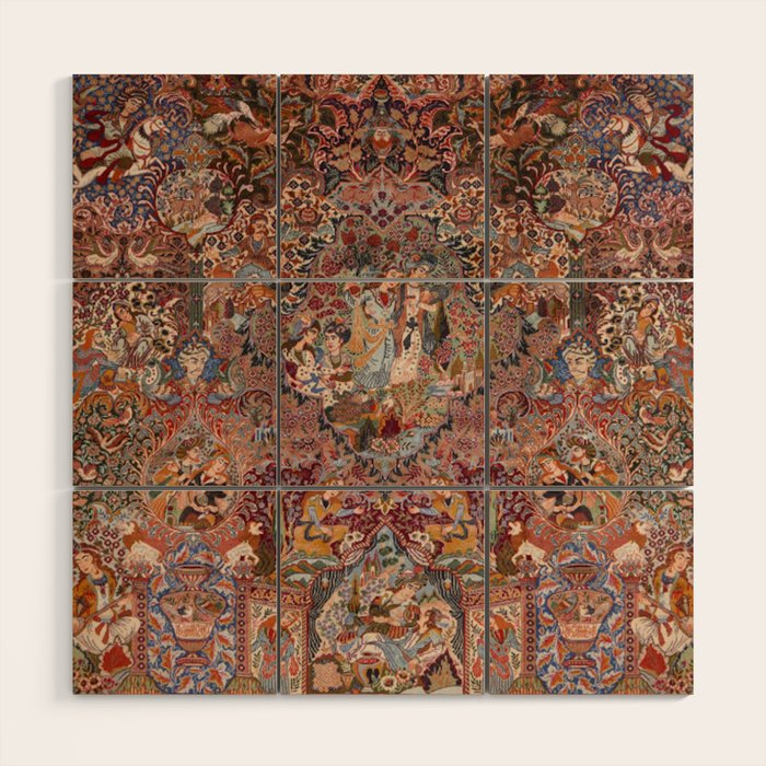 Romantic Antique Kashmar Persian Wood Wall Art Gallery Image 1
