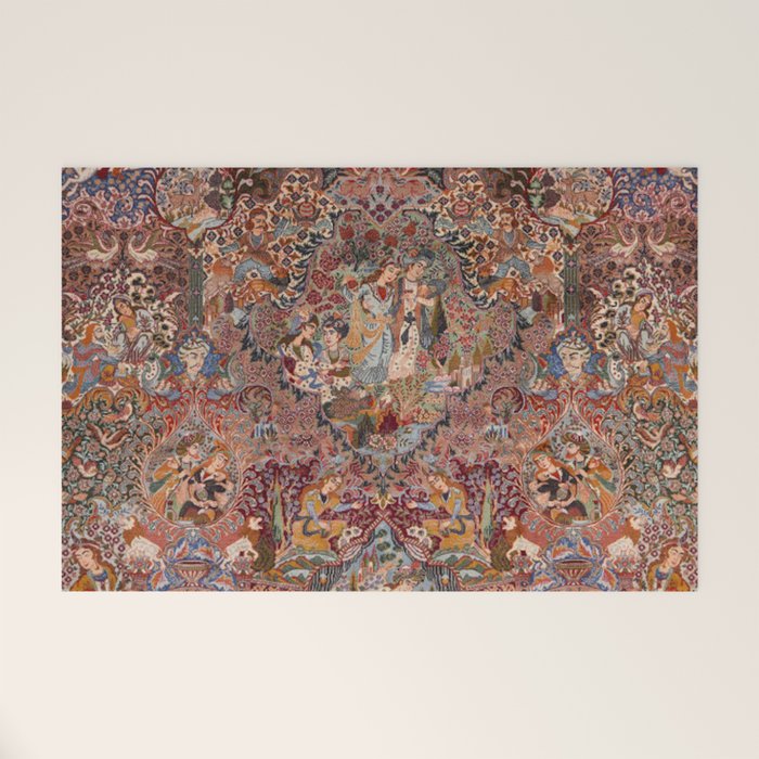 Romantic Antique Kashmar Persian Welcome Mat Gallery Image 1