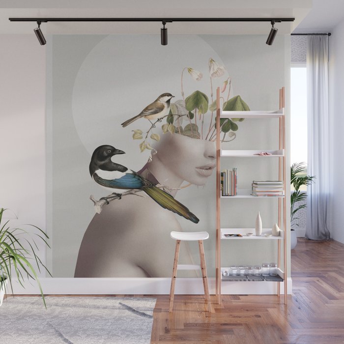 Lady with Birds 5 Wall Mural Gallery Image 1