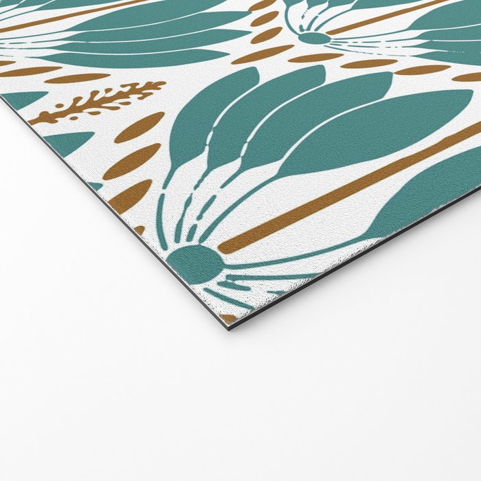 Art Deco White Green & Gold Abstract Pattern Welcome Mat Gallery Image 2