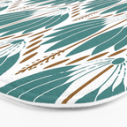 Art Deco White Green & Gold Abstract Pattern Bath Mat Gallery Image 3