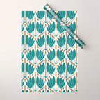Art Deco White Green & Gold Abstract Pattern Wrapping Paper Gallery Image 1