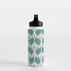 Art Deco White Green & Gold Abstract Pattern Water Bottle Gallery Image 3