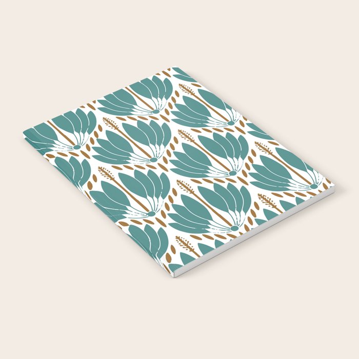 Art Deco White Green & Gold Abstract Pattern Notebook Gallery Image 1