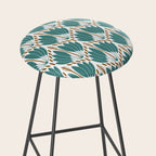 Art Deco White Green & Gold Abstract Pattern Stool Gallery Image 2