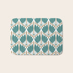 Art Deco White Green & Gold Abstract Pattern Bath Mat Gallery Image 1