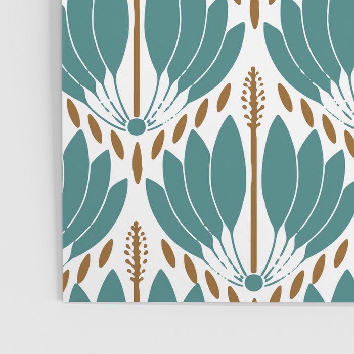 Art Deco White Green & Gold Abstract Pattern Poster Gallery Image 3