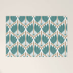 Art Deco White Green & Gold Abstract Pattern Welcome Mat Gallery Image 1