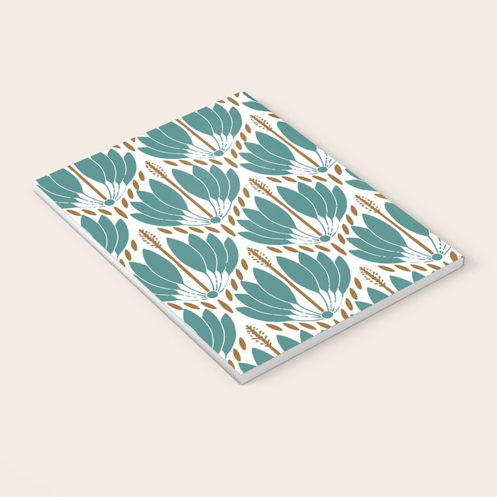 Art Deco White Green & Gold Abstract Pattern Notebook Gallery Image 3