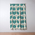 Art Deco White Green & Gold Abstract Pattern Window Curtain Gallery Image 3