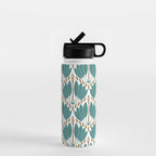Art Deco White Green & Gold Abstract Pattern Water Bottle Gallery Image 1