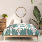 Art Deco White Green & Gold Abstract Pattern Comforter Gallery Image 3