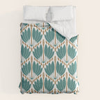 Art Deco White Green & Gold Abstract Pattern Duvet Cover Gallery Image 6