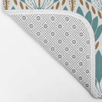 Art Deco White Green & Gold Abstract Pattern Bath Mat Gallery Image 2