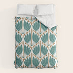 Art Deco White Green & Gold Abstract Pattern Comforter Gallery Image 6