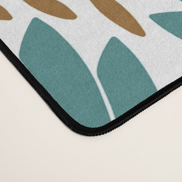 Art Deco White Green & Gold Abstract Pattern Desk Mat Gallery Image 4