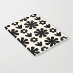 Scandi Floral Grid Retro Flower Pattern in Black and Almond Cream  Notebook Gallery Image 2