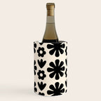 Scandi Floral Grid Retro Flower Pattern in Black and Almond Cream  Wine Chiller Gallery Image 3