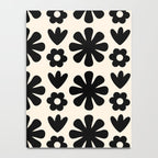 Scandi Floral Grid Retro Flower Pattern in Black and Almond Cream  Notebook Gallery Image 4